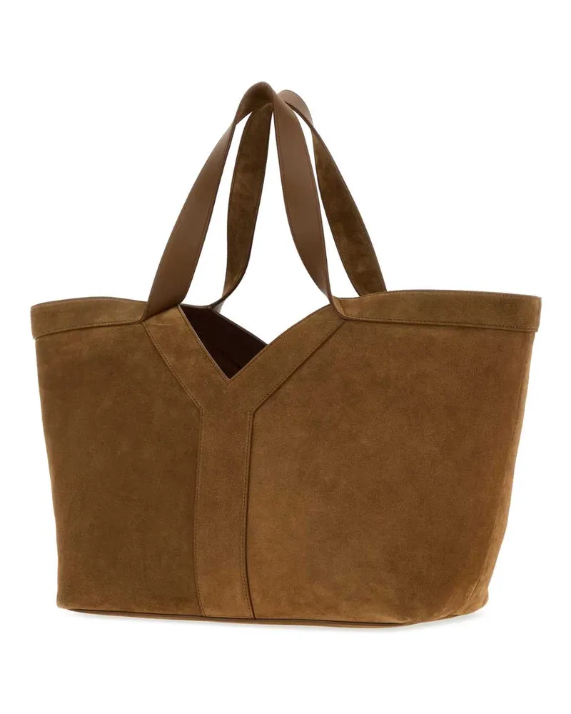 Saint Laurent Women's Camel Suede Shopping Bag Orangecaramelcogn Exterior: Lining: Borse A Mano Brown