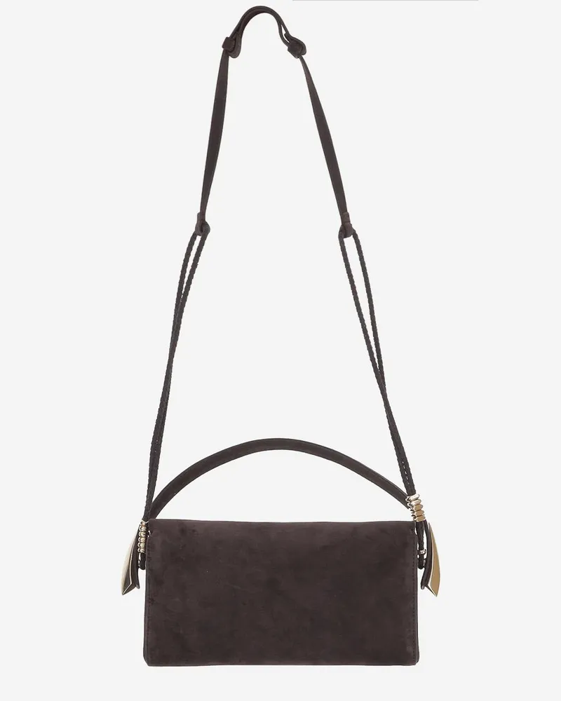 Benedetta Bruzziches Women's Suede Top-Handle Shoulder Bag Brown Brown