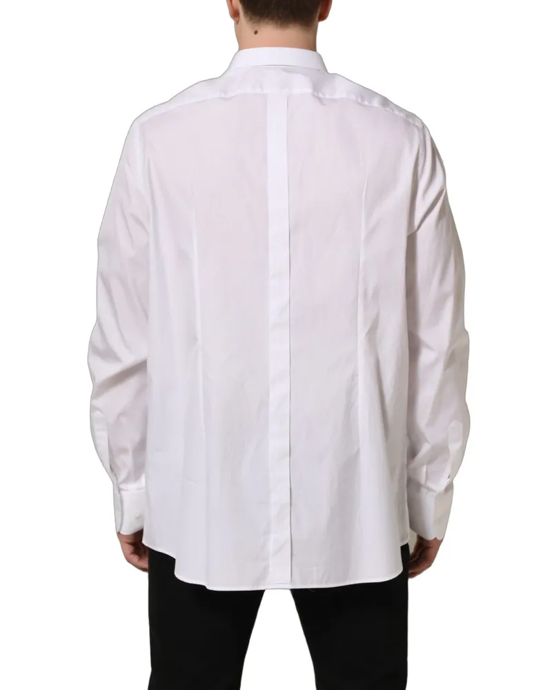 Dolce & Gabbana White Cotton Long Sleeves Men Dress Shirt White