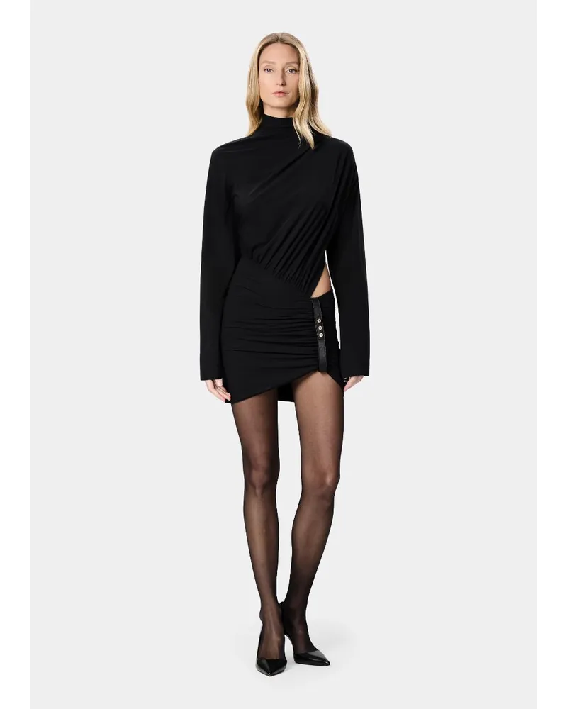 Amazuìn Women's Mini Dress With Batwing Sleeves Black Polyamide Black