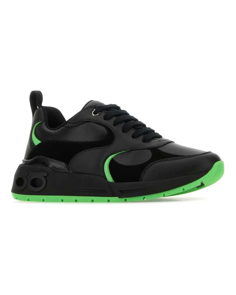 Ferragamo Men's Black Leather Cosimina Sneakers Nero Black