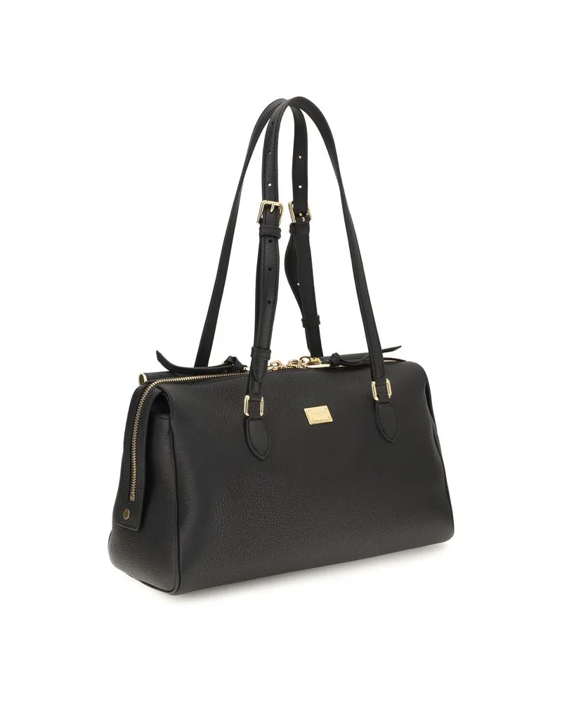 Dolce & Gabbana Women's Black Calf Leather Bos Taurus Shoulder Bag Black