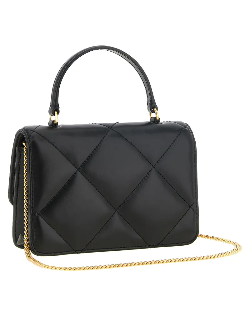 Tory Burch Kira Mini Calfskin Leather Top Handle Bag — Black Black