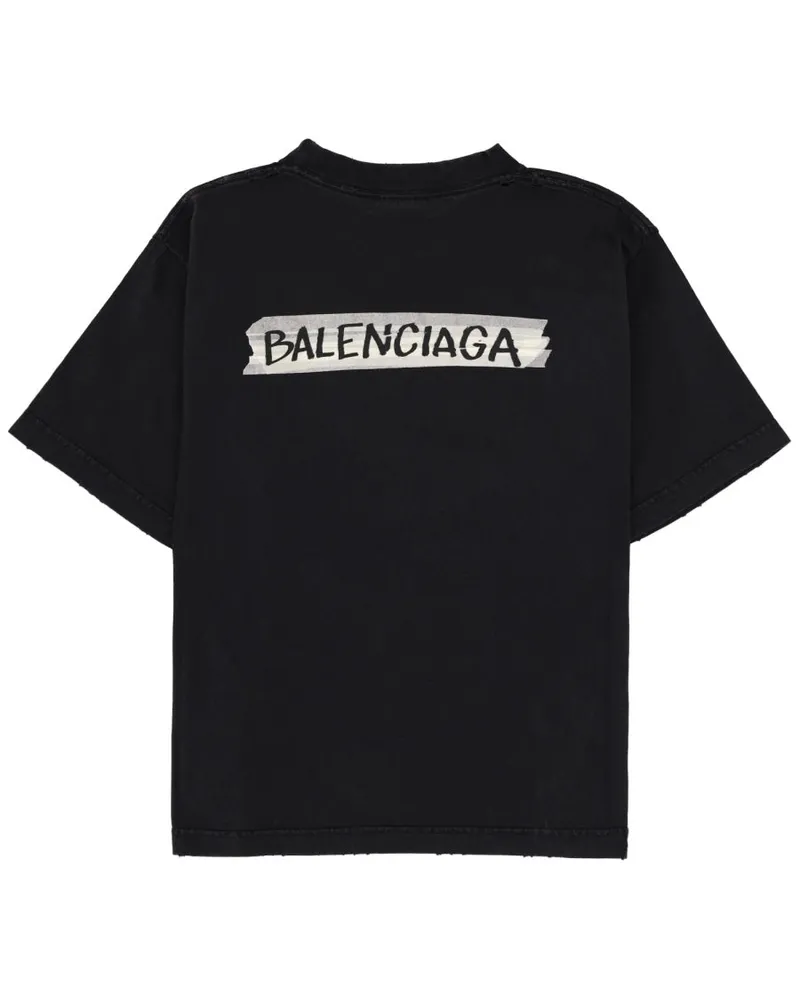 Balenciaga Logo Cotton T-Shirt — Black Black