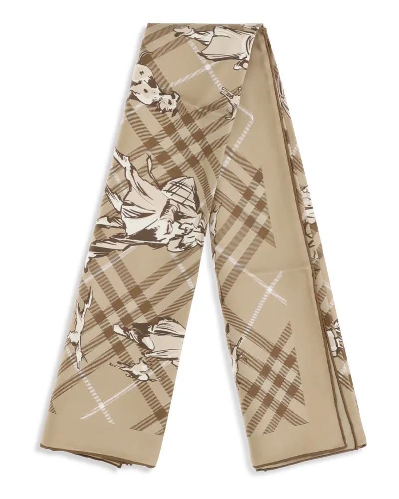 Burberry Check Silk Twill Scarf — Beige Beige