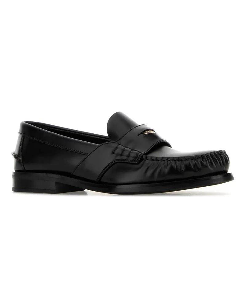 Prada Women's Black Leather Loafers Nero Mocassini Black