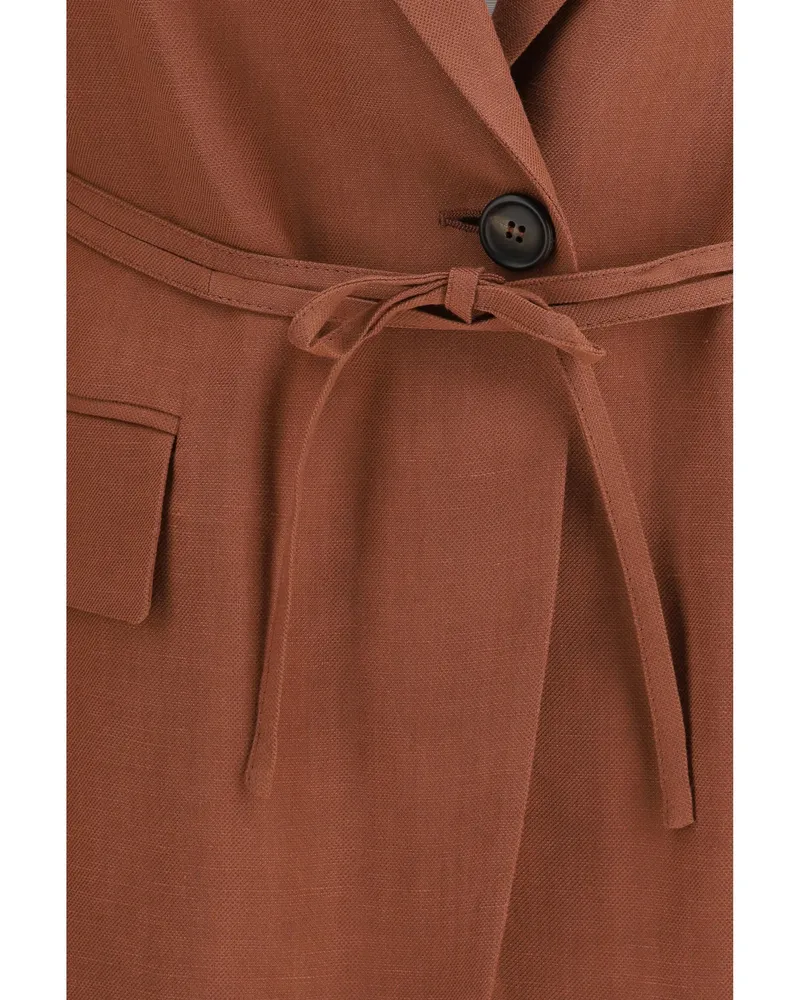 Brunello Cucinelli Women's Blazer Monili-Embellishment Fire Brick Viscose Jacket Orange
