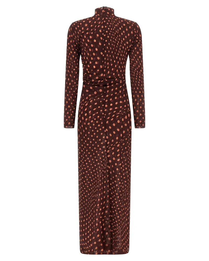 Stella McCartney Polka Dot Mesh Dress — Burgundy Burgundy