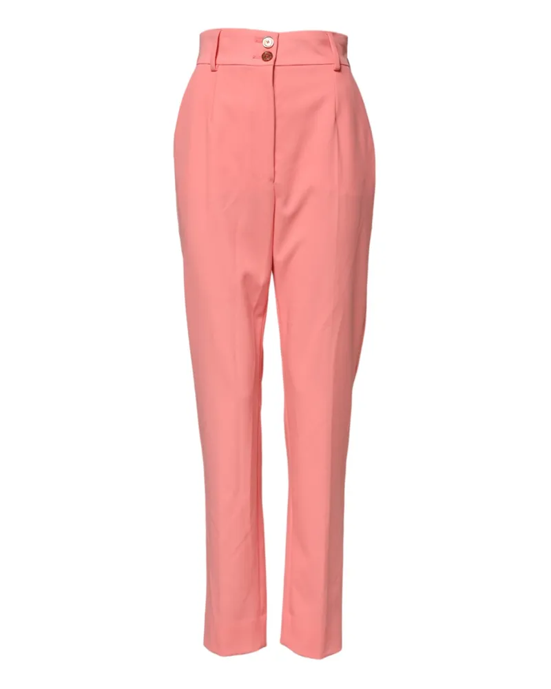 Dolce & Gabbana Women Pink High Waist Tapered Dress Pants Polyester Viscose Elastane Pink