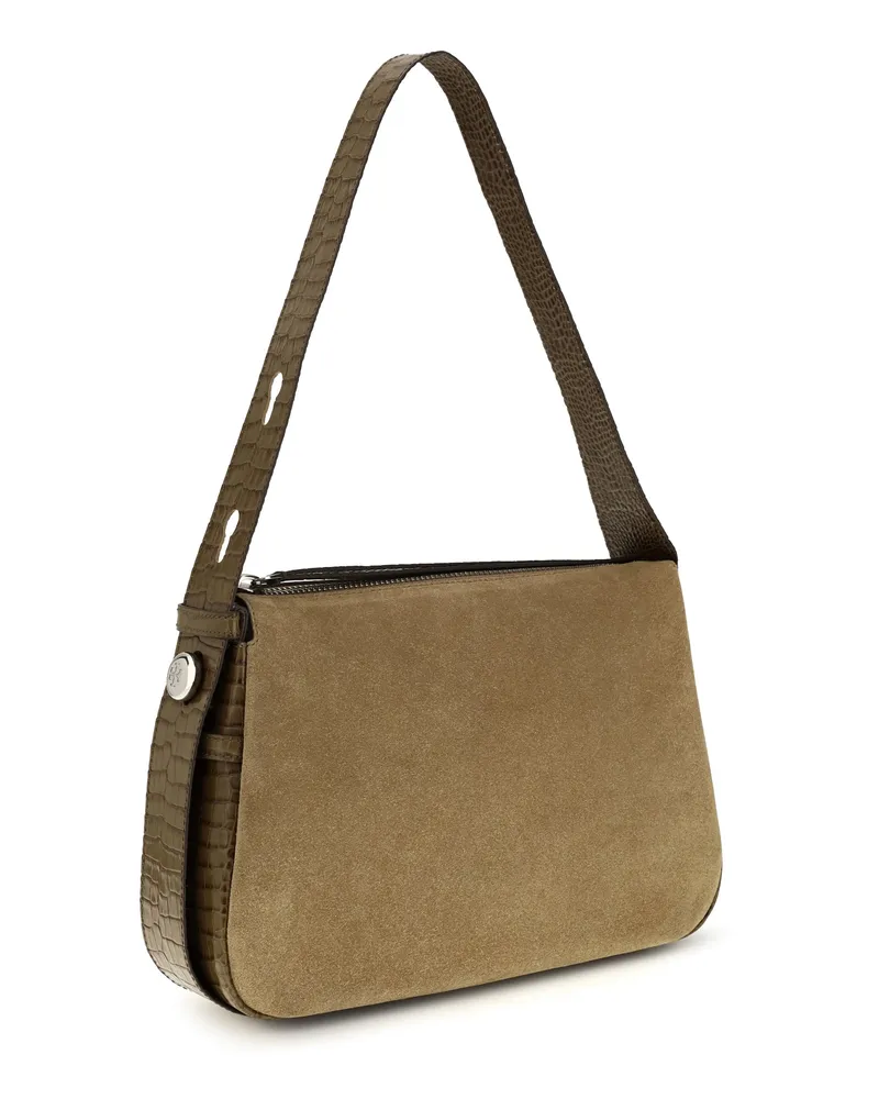 Tory Burch Women's Romy Suede Shoulder Bag Stone Beige