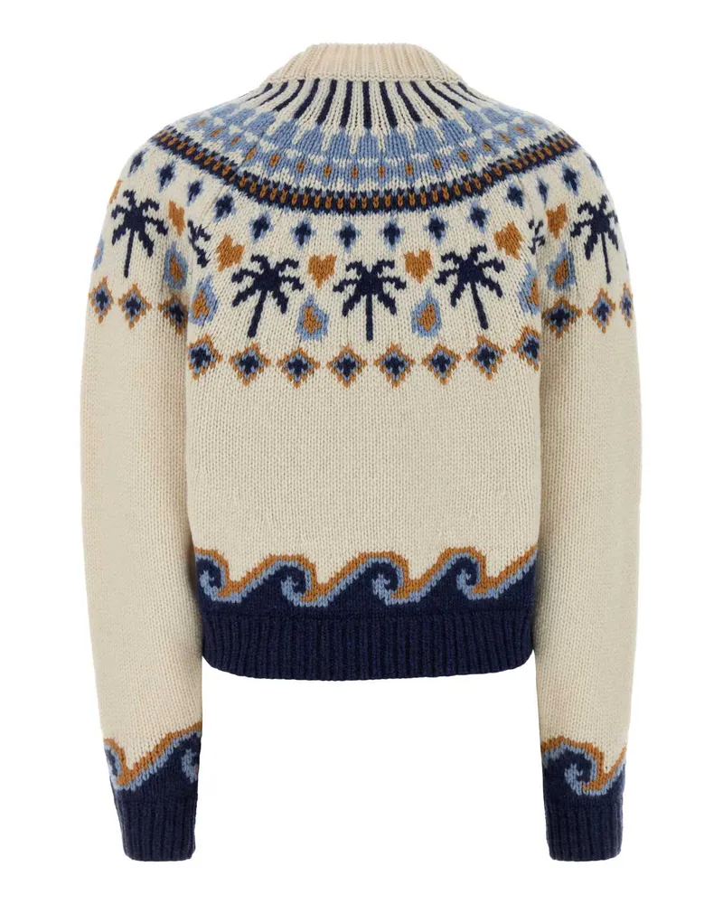 Alanui Women's Embroidered Wool Sweet Winter Sweater Chalkmulticolor Exterior: Virgin Maglie Beige