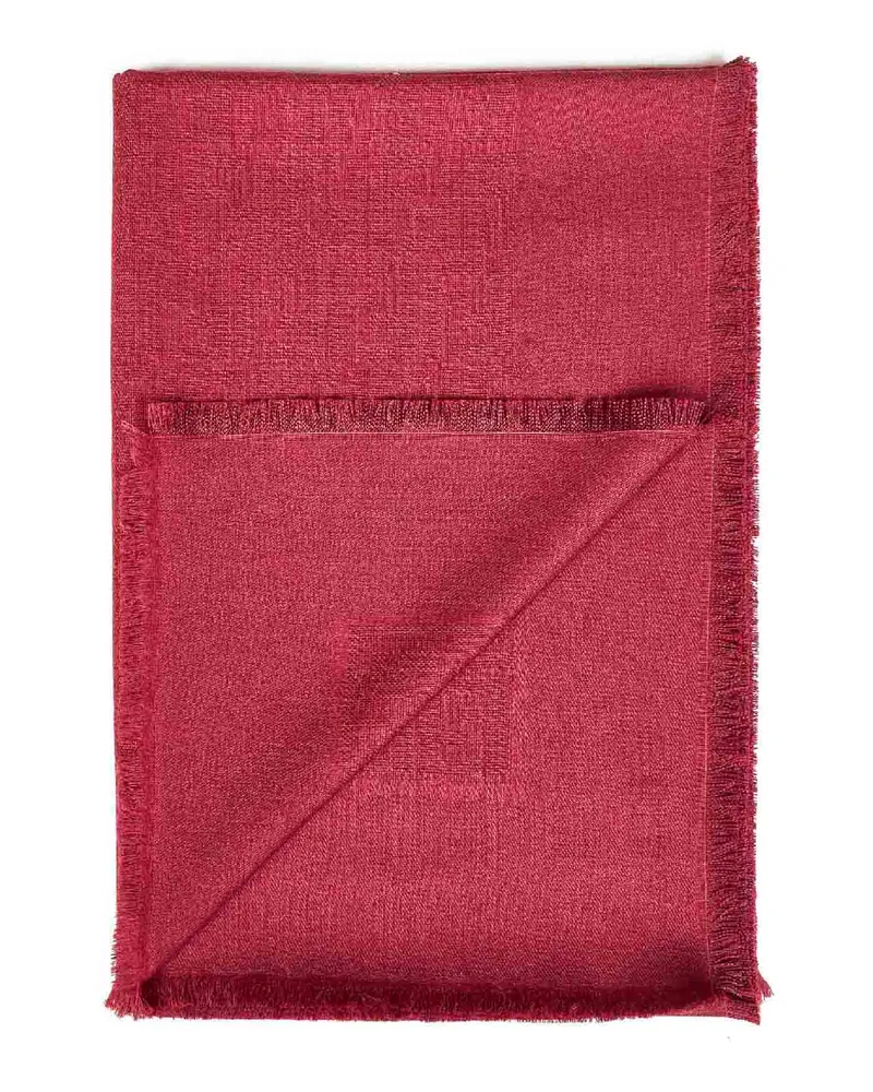 Fendi Women's Shawl Wool-Silk-Cashmere Burgundy Scarf Scarfs Red