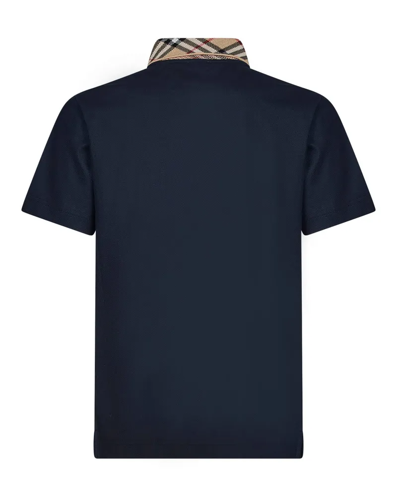 Burberry Burberry Check Collar Polo — Navy Navy