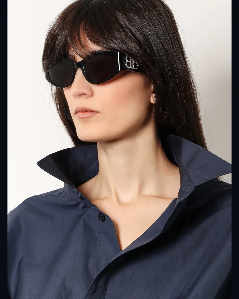 Balenciaga Women's Sunglasses Cat-Eye Black Acetate Black