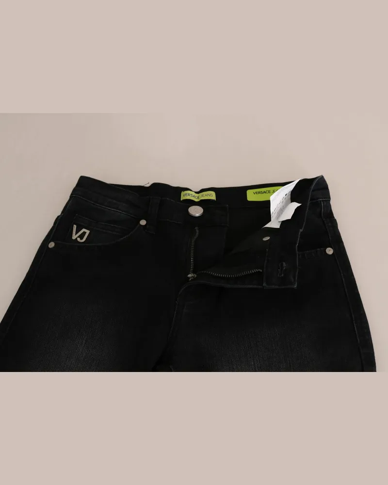 Versace Jeans Women's Dark Black Dora Slim Fit Denim Pants Cotton Black