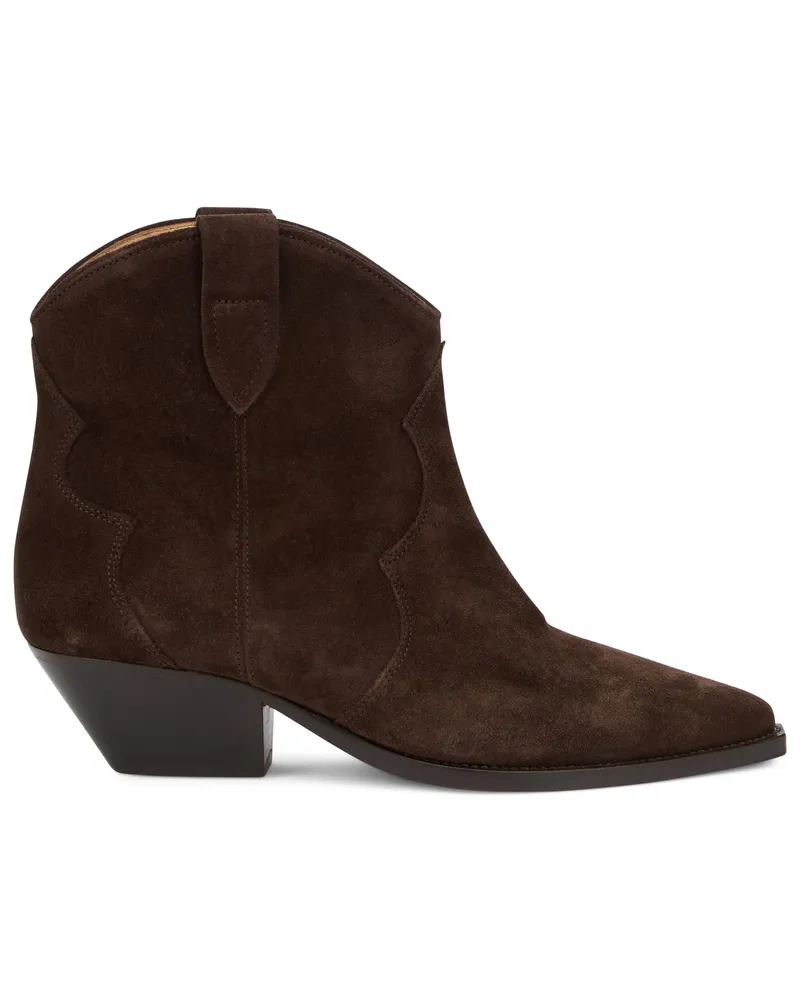 Isabel Marant Women's Ankle Boots Chocolate Suede Calf Leather Brown