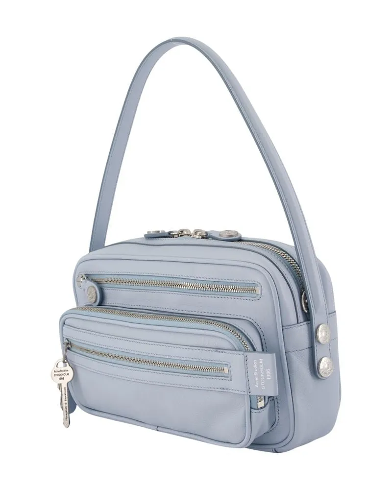 Acne Studios Unisex Camero Party V Shoulder Bag Leather Blue Calfskin Shoulder-hobo-bags Blue