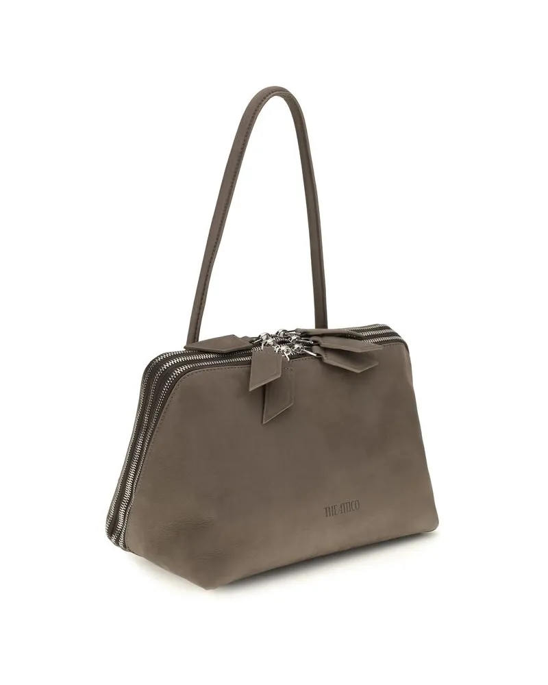 ATTICO Calfskin Leather Shoulder Bag — Grey Grey