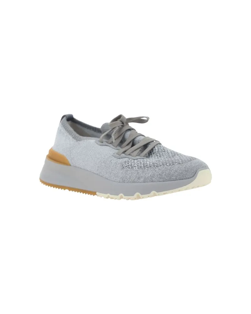 Brunello Cucinelli Men's Gray Cotton Athletic Sneakers Gray