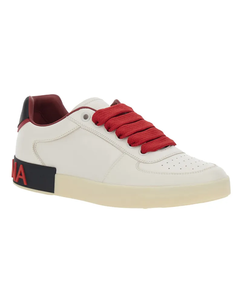 Dolce & Gabbana Men's Sneakers Portofino Custom White Leather Lamb Trainers White