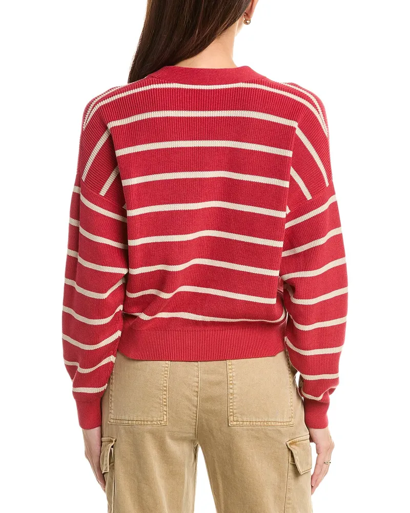 Brunello Cucinelli Striped Cotton Cardigan — Red Red