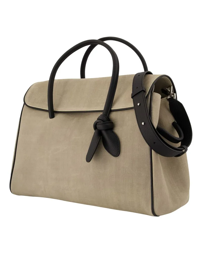 Jacquemus Leather Top Handle Bag — Beige Beige