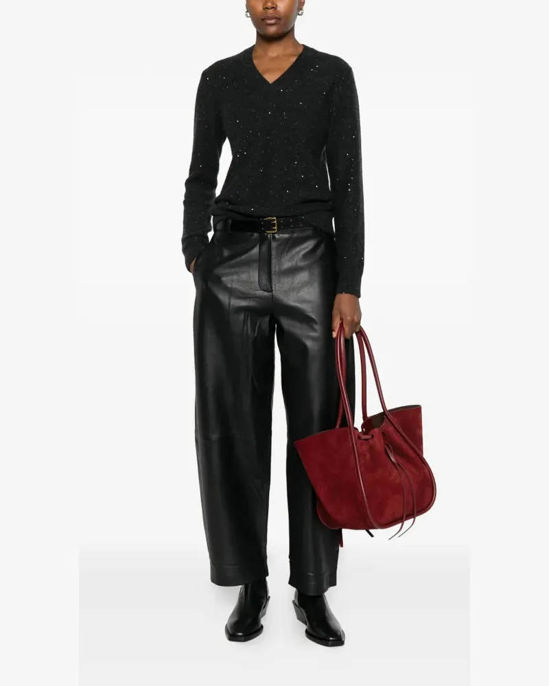 Fabiana Filippi Women's Sequin-Embellished V-Neck Sweater Aw25 W Black