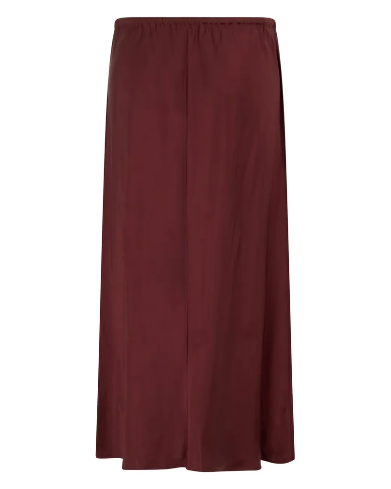 Vince Satin Viscose Midi Skirt — Burgundy Burgundy