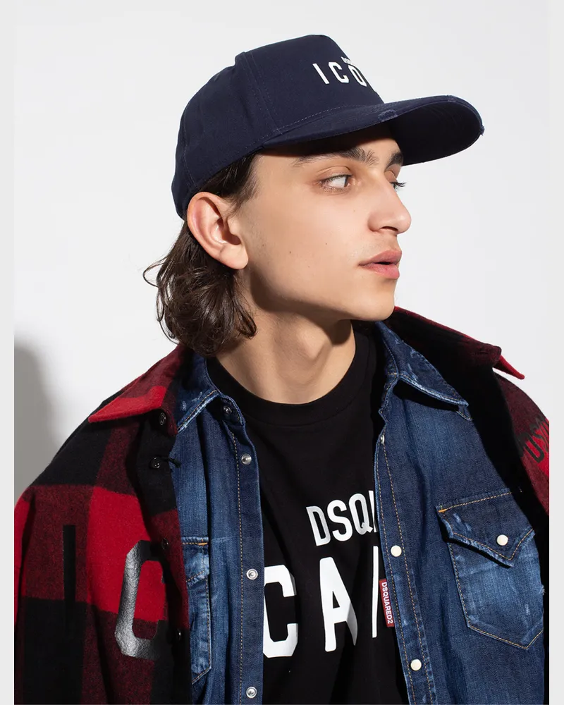 Dsquared2 Men's Icon Logo Baseball Cap Blue Accessories > Beanies & Hats Blue