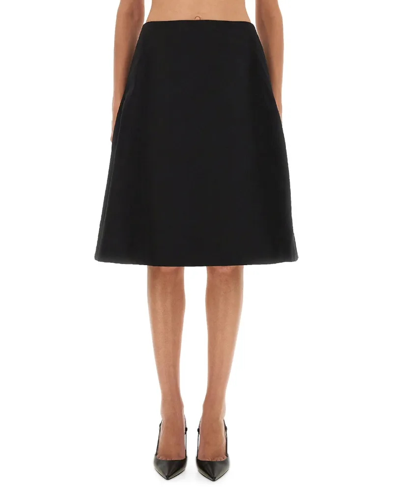 Alexander McQueen Flared Midi Skirt — Black Black