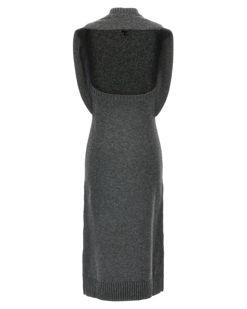 Courrèges Women Gray Wool Midi Dress Gray