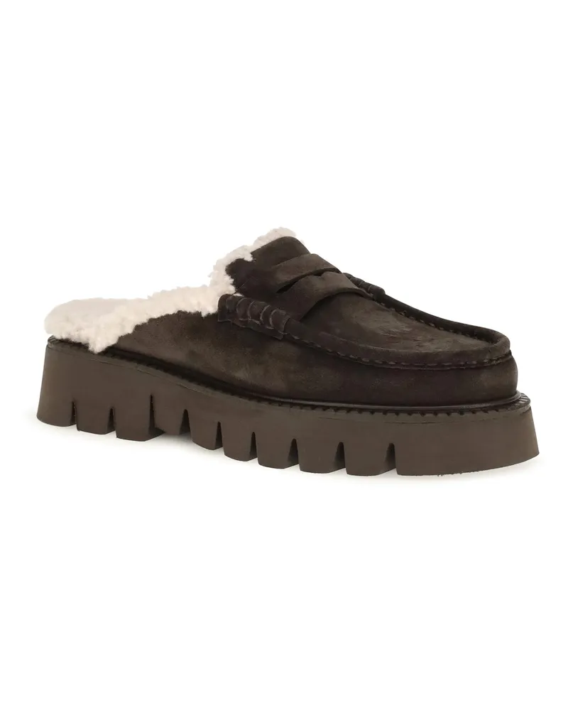 Pedro Garcia Women's Savy Shearling Mules Brown Velour-Shrlng Boot Brown