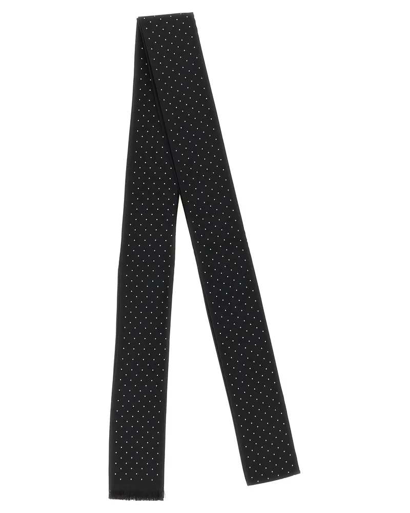 Tom Ford Micro Polka Dot Silk Scarf — Black Black