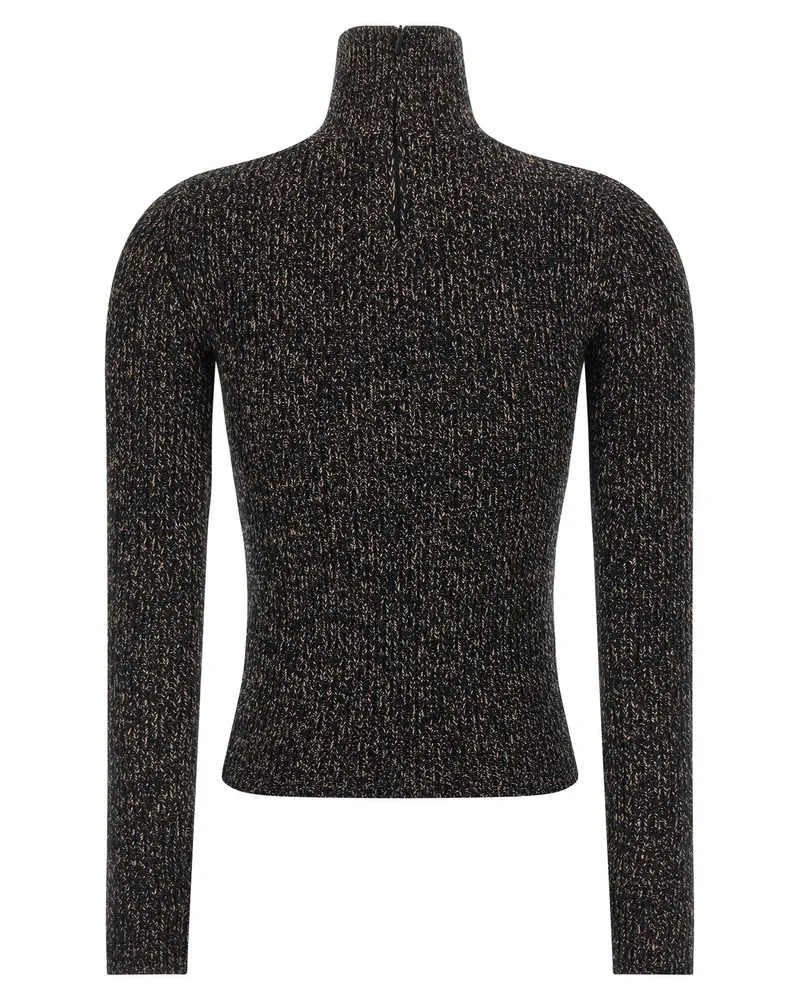 Max Mara Ribbed Wool and Cashmere Mouliné Sweater — Charcoal Charcoal