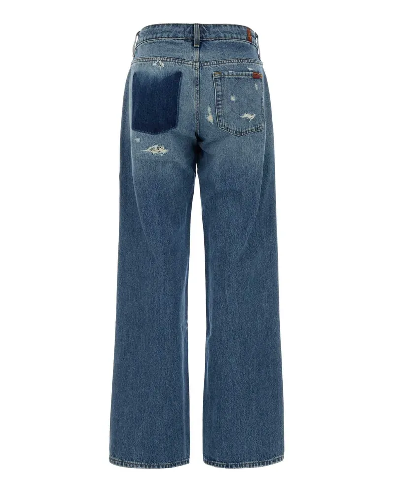 7 for all mankind Women's Denim Low Straight Jeans Blumedio Exterior: Cotton Blue