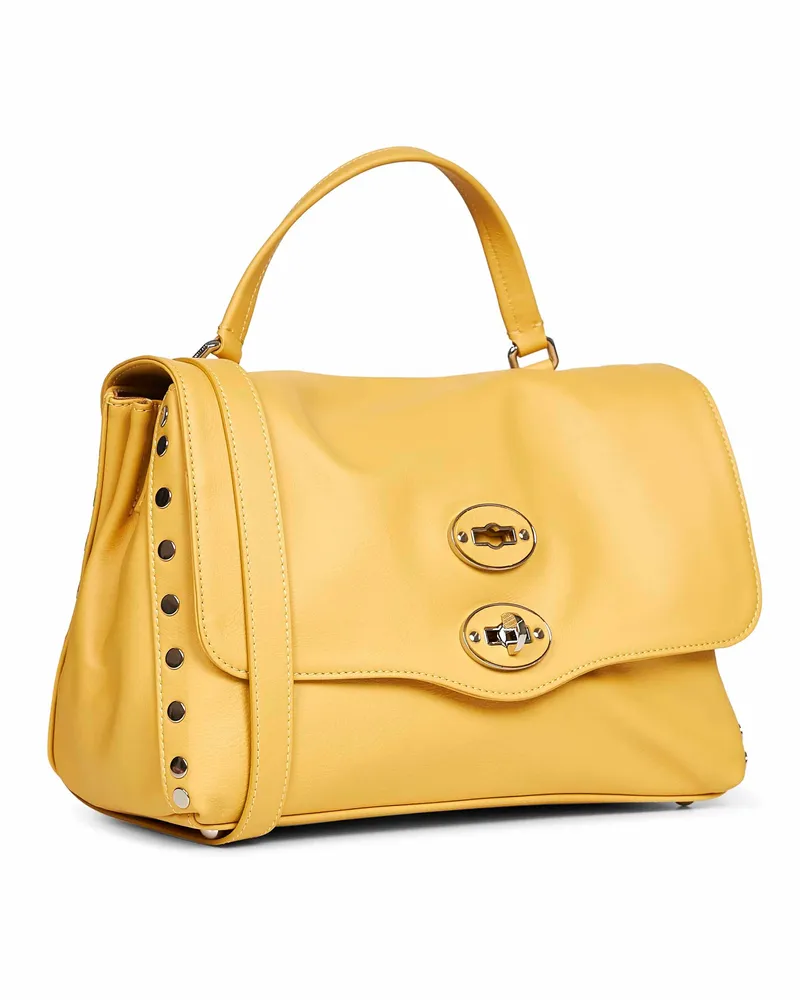 Zanellato Women's Small Postina Handbag With Yellow Sole Bovine Leather Handbags Hand Bags Yellow
