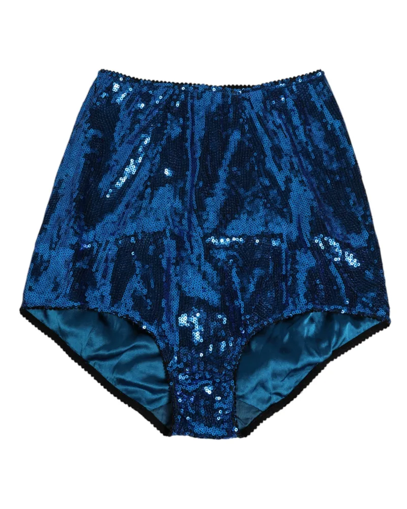 Dolce & Gabbana Women Blue Sequin Embellished High Waist Girdle Underwear Nylon Clothing Blue