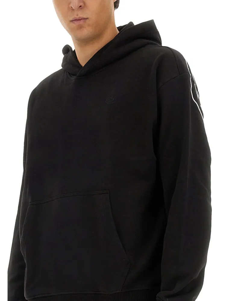 Diesel Logo-Embroidered Cotton Sweatshirt — Black Black