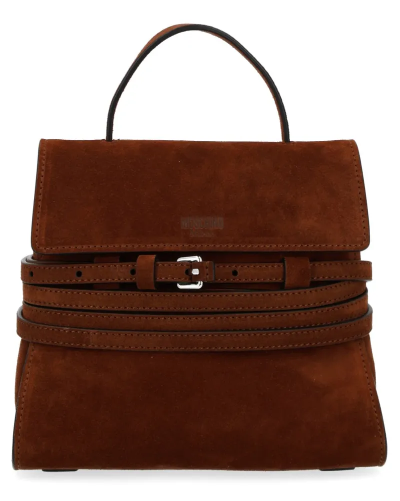 Moschino Tie Me Top Handle Bag — Brown Brown