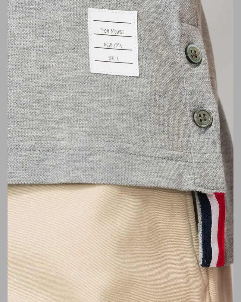 Thom Browne RWB-Striped Chest Pocket Polo — Grey Grey