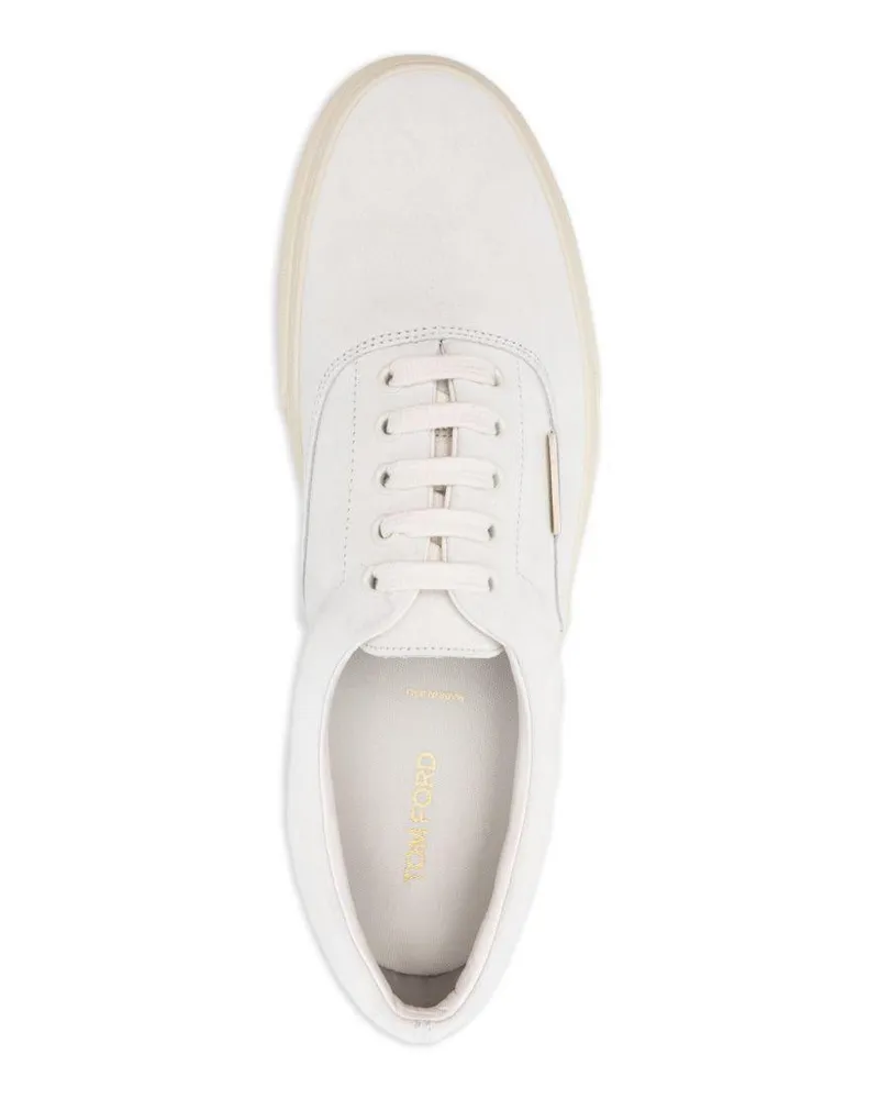 Tom Ford Men's Sneakers White Calfskin Trainers White