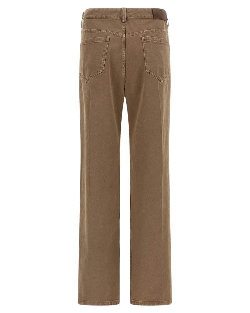 Brunello Cucinelli Women's Beige Cotton Straight-Leg Jeans Clothing Beige
