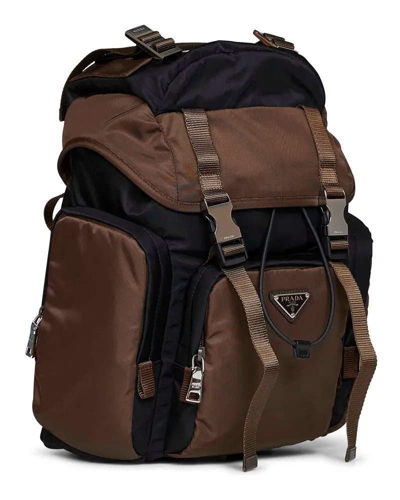 Prada Men's Backpack Re-Nylon Black-Burnt Recycled Polyamide Backpacks Black