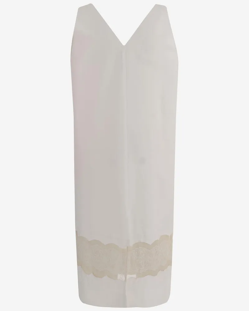Carven Women's Cotton Dress With Lace Trim White White