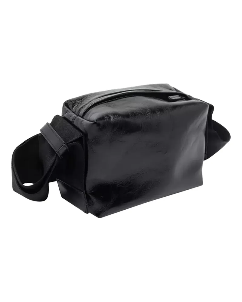 Uma Wang Glossy Calf Leather Shoulder Bag — Black Black