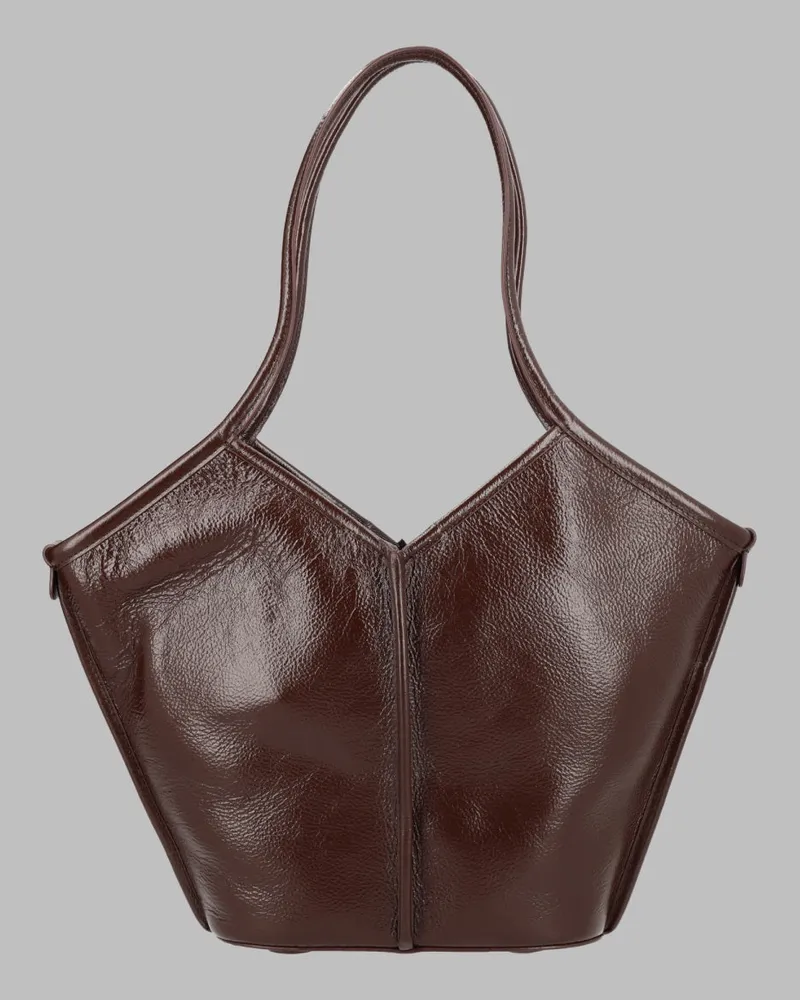HEREU Calella Calfskin Leather Tote Bag — Brown Brown