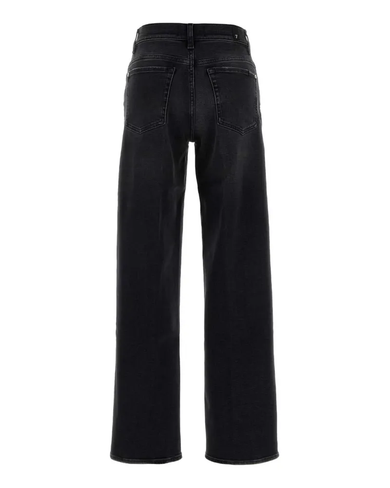 7 for all mankind Women's Black Stretch Denim Stovepipe Jeans Nero Black