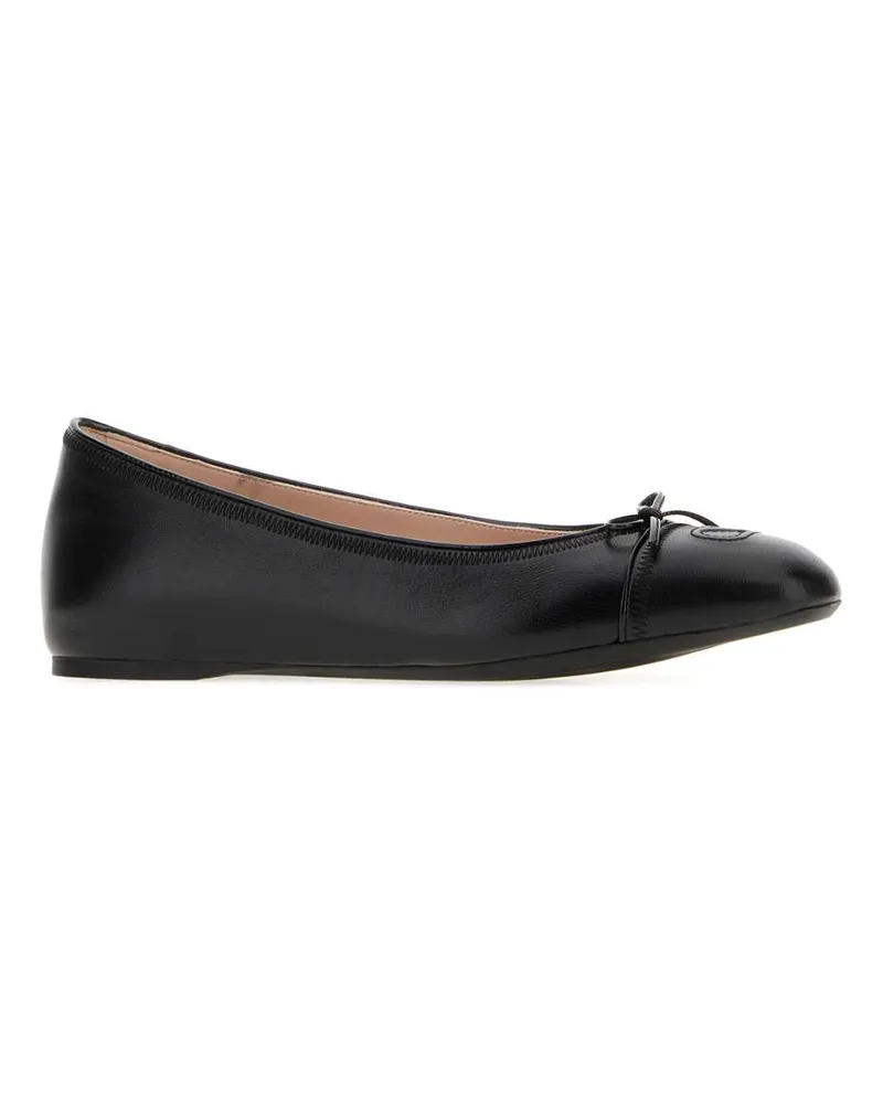 Valentino Garavani Women's Black Leather Vlogo Signature Ballerinas Nero Ballerine Flat Shoes Black