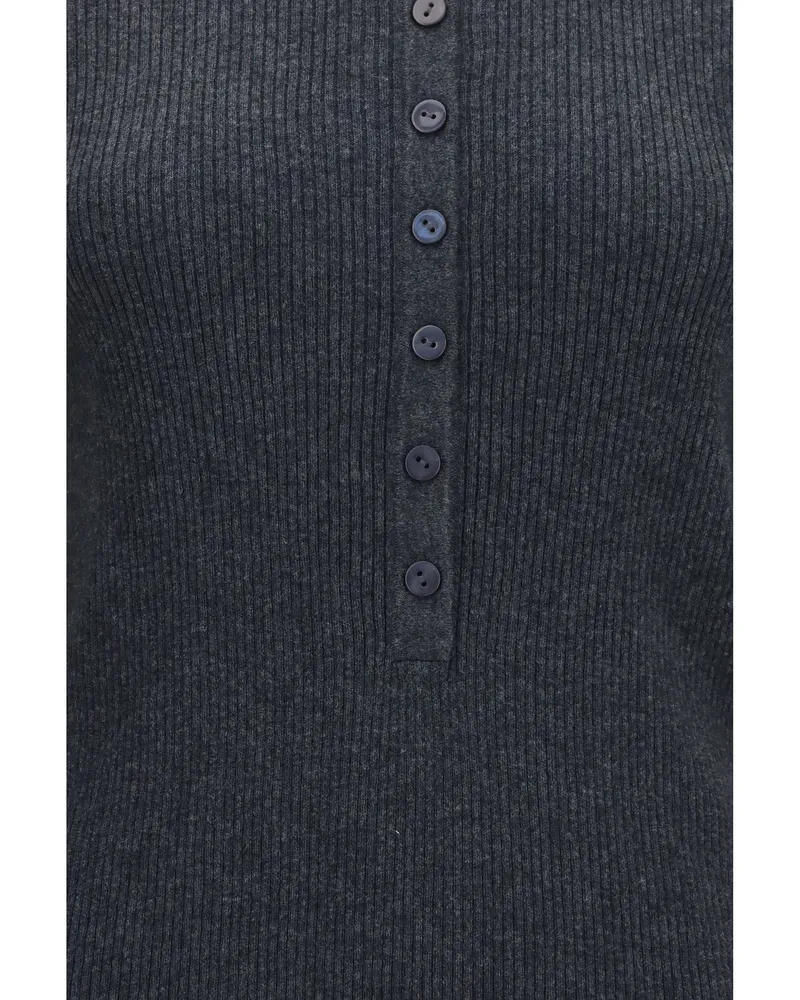 Lisa Yang Women's Sweater Airi Henley Eclipse Cotton Gray