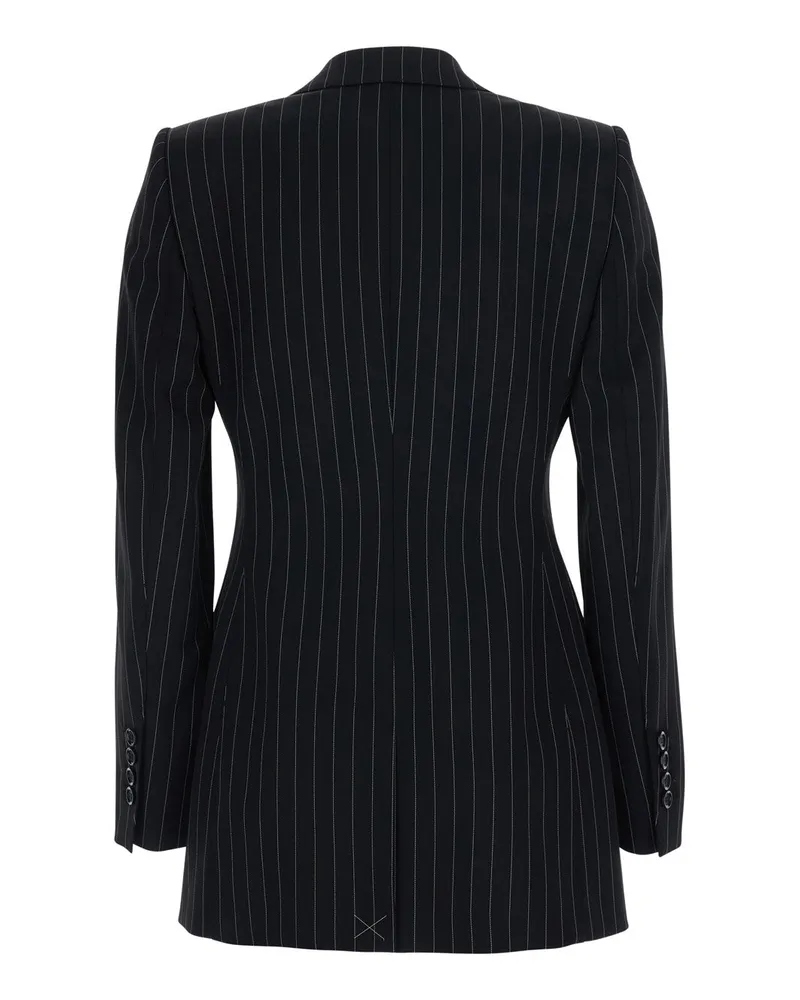 Dolce & Gabbana Women's Blazer Striped Wool Black Blazers Jacket Black